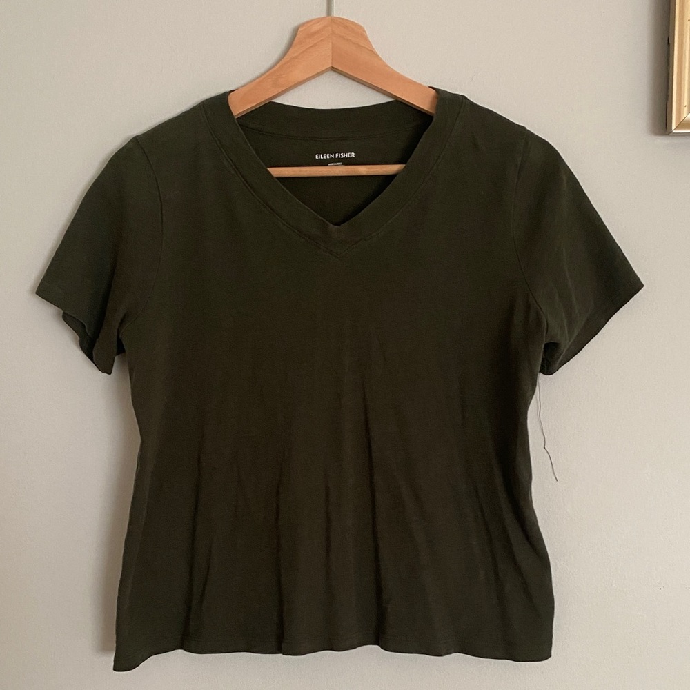 Eileen Fisher Dark Green Short Sleeve Tee